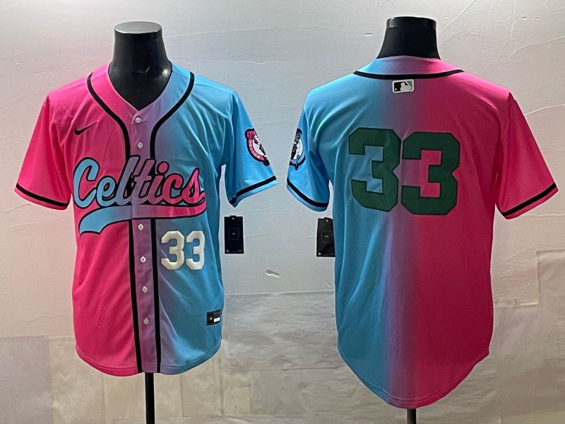 Men 2025 Boston Celtics #33 No Name Blue pink Nike NBA Jersey style 03->boston celtics->NBA Jersey